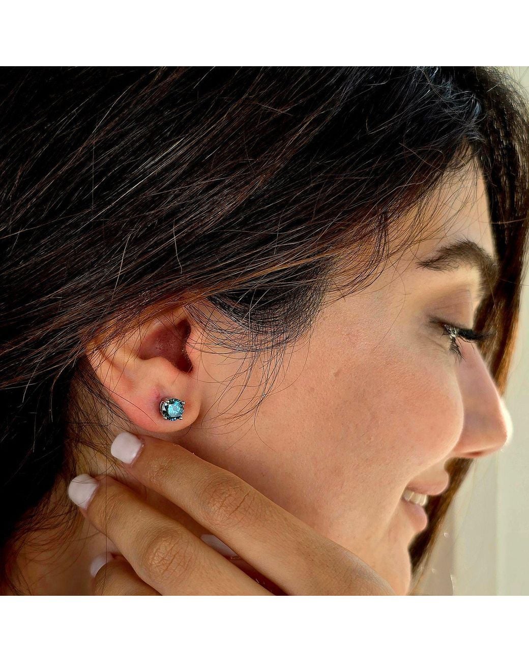 Harfi Blue Sapphire Moissanite Crystal Sterling Earrings