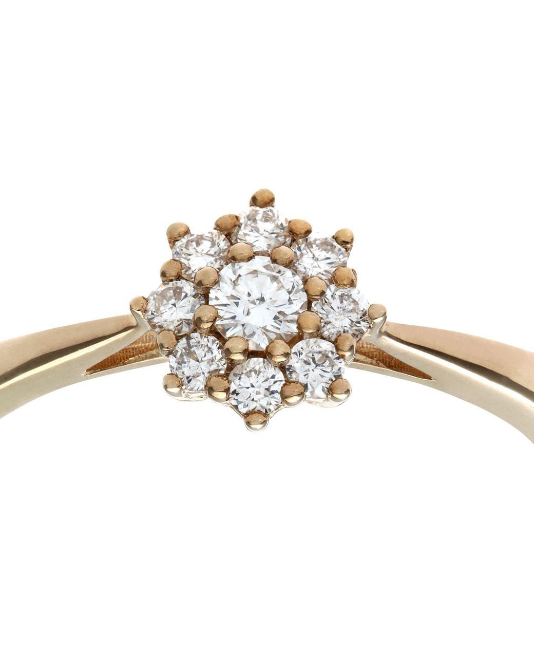 Jewelco London Metallic 9Ct Round 1/4Ct Diamond 9 Stone Cluster Ring 7Mm