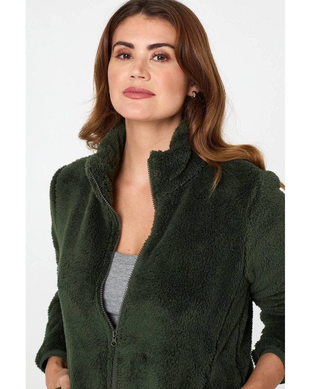 Izabel London Black Soft Texture Zip Front High Neck Fleece