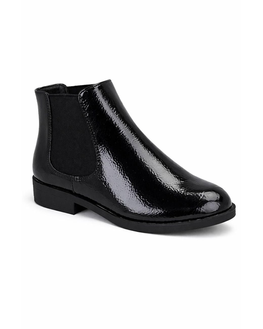 Spot on Black Classic Elasticated Ankle Boot With Low Heel