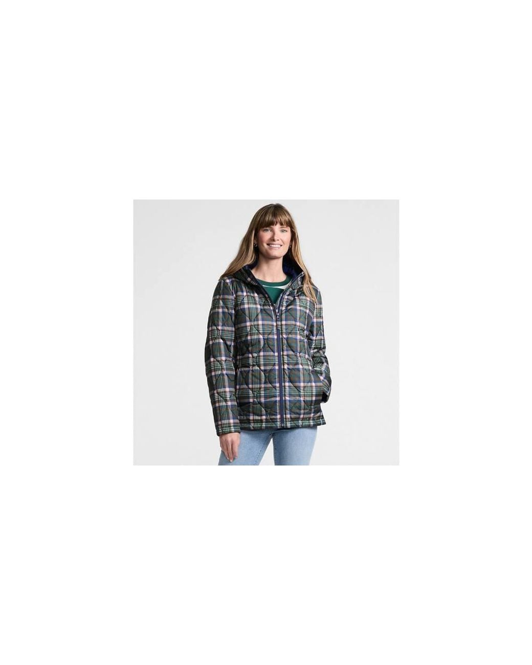 Lands' End Black Patterned Featherfree Insulated Quilted Jacket