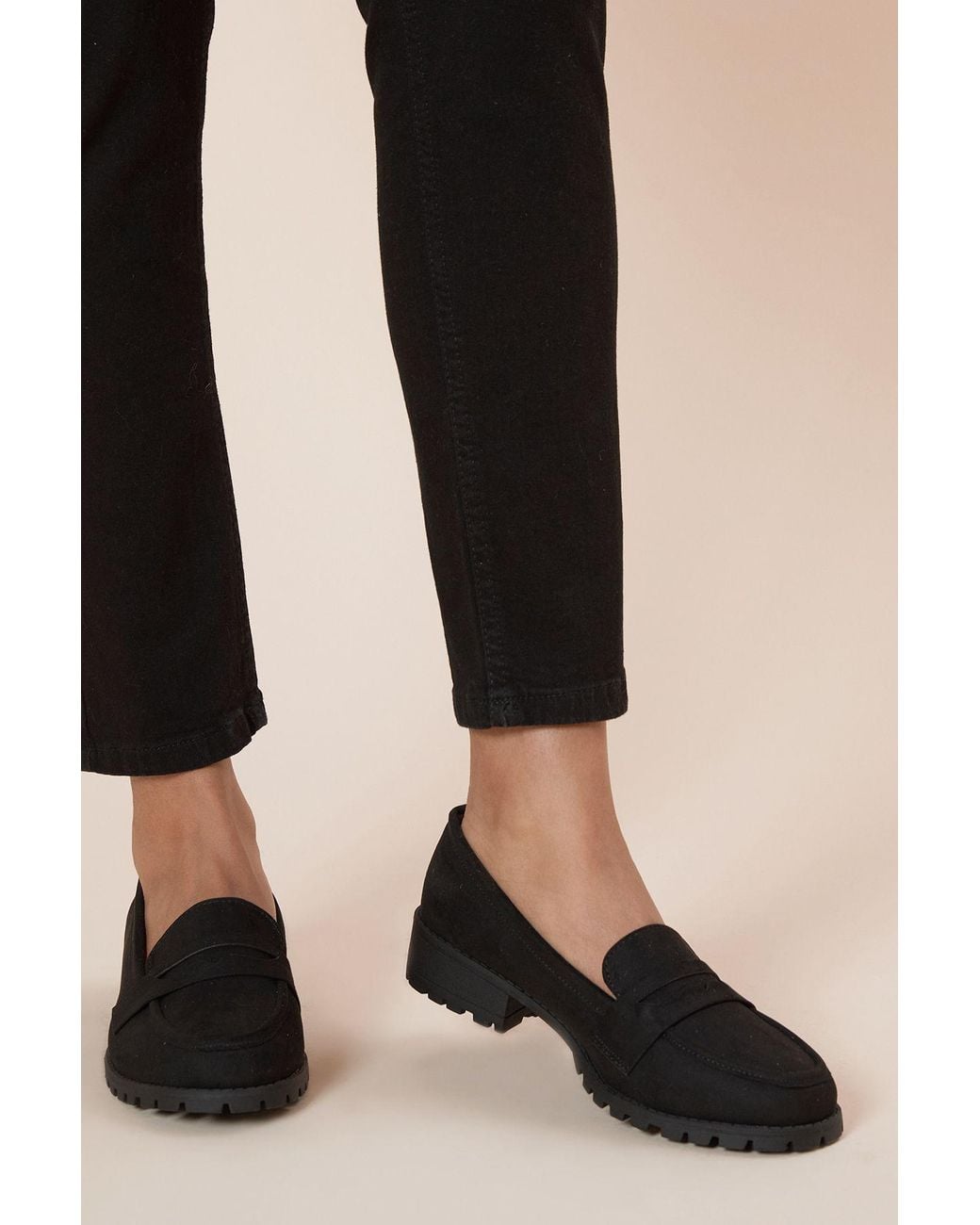 Dorothy Perkins Black Wide Fit Leoni Chunky Loafers