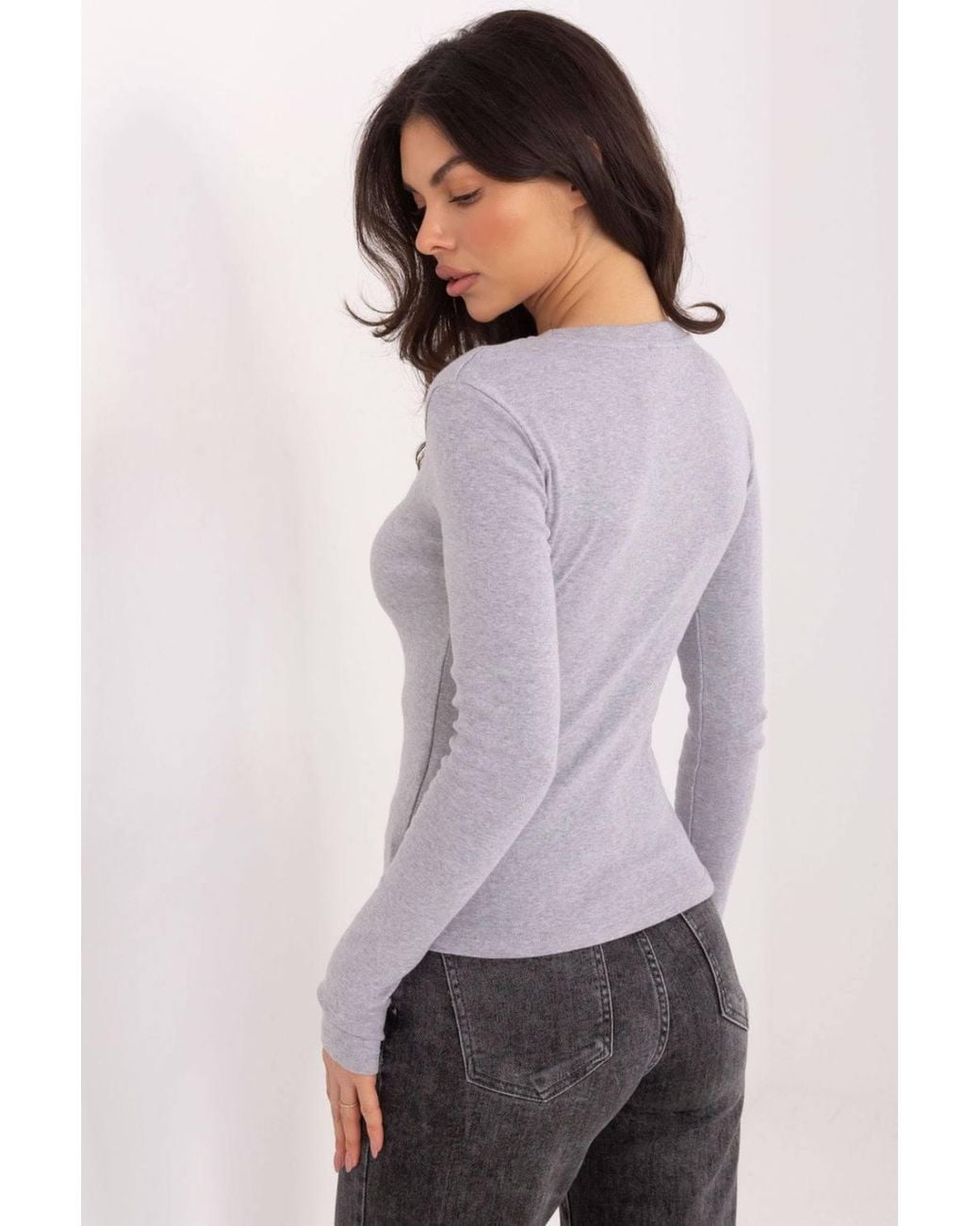 Love Lace Purple Fitted Long Sleeve Cotton Blouse With Embroidery Style 224900