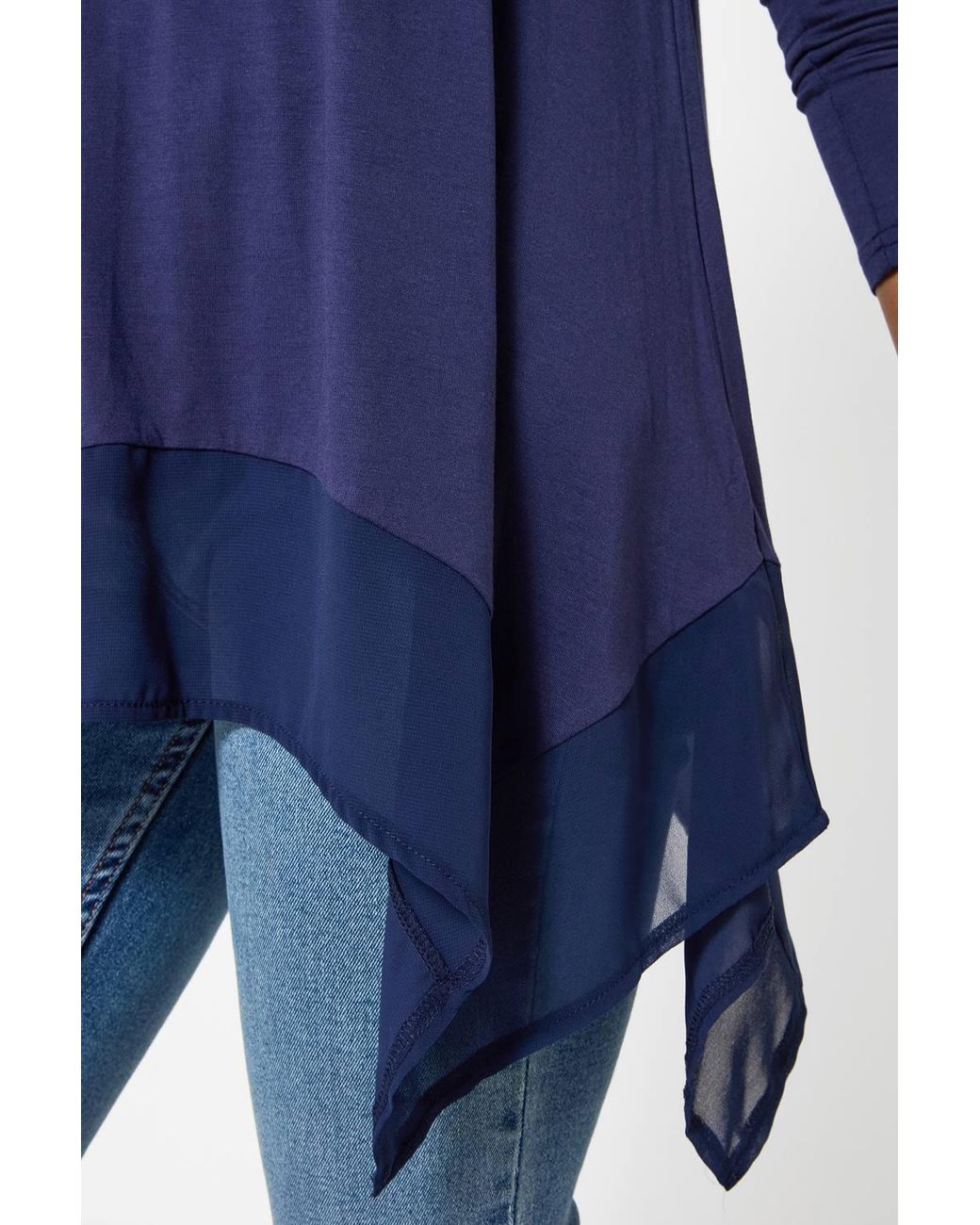 Joe Browns Blue Matilda Jersey Tunic Top With Chiffon Trim
