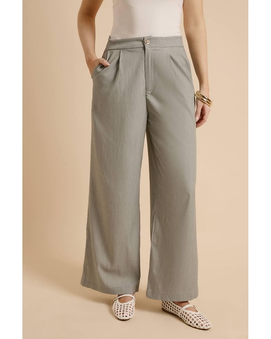 Dorothy Perkins Brown Pleat Front Wide Leg Trouser
