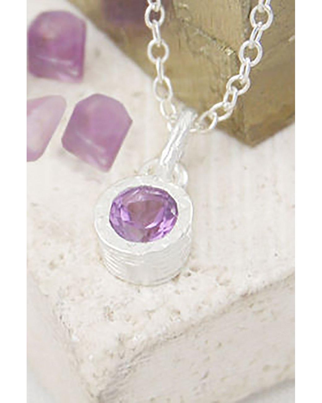 Otis Jaxon London Gray Amethyst February Birthstone Sterling Pendant Necklace
