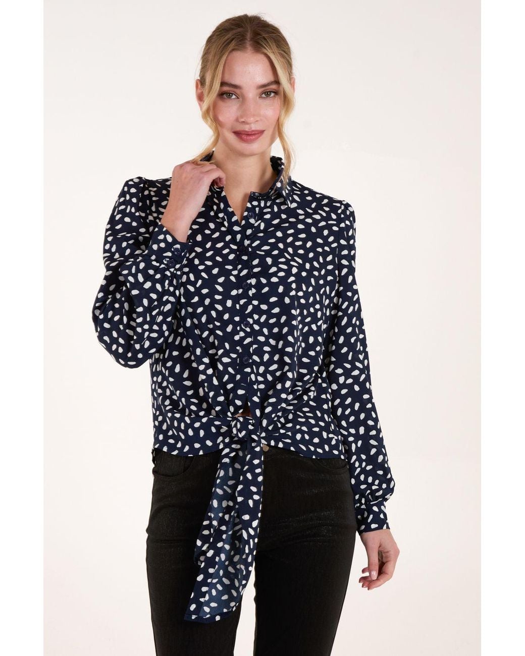 Blue Vanilla Blue Abstract Polka Dot Oversized Shirt