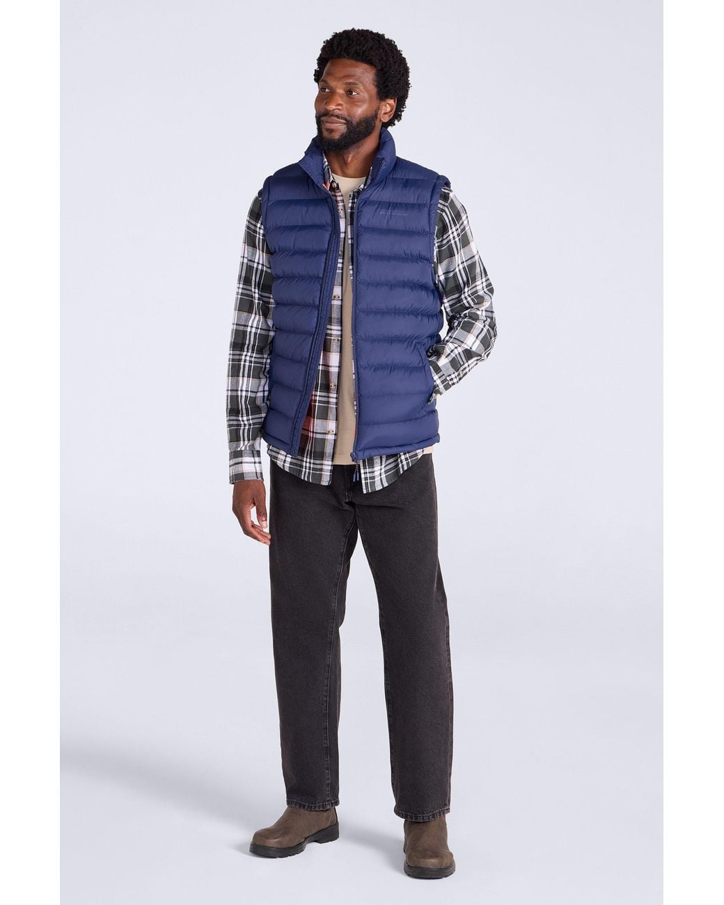 Mountain Warehouse Blue 'Seasons' Lightweight Water Resistant Padded Full Zip Puffer Gilet for men