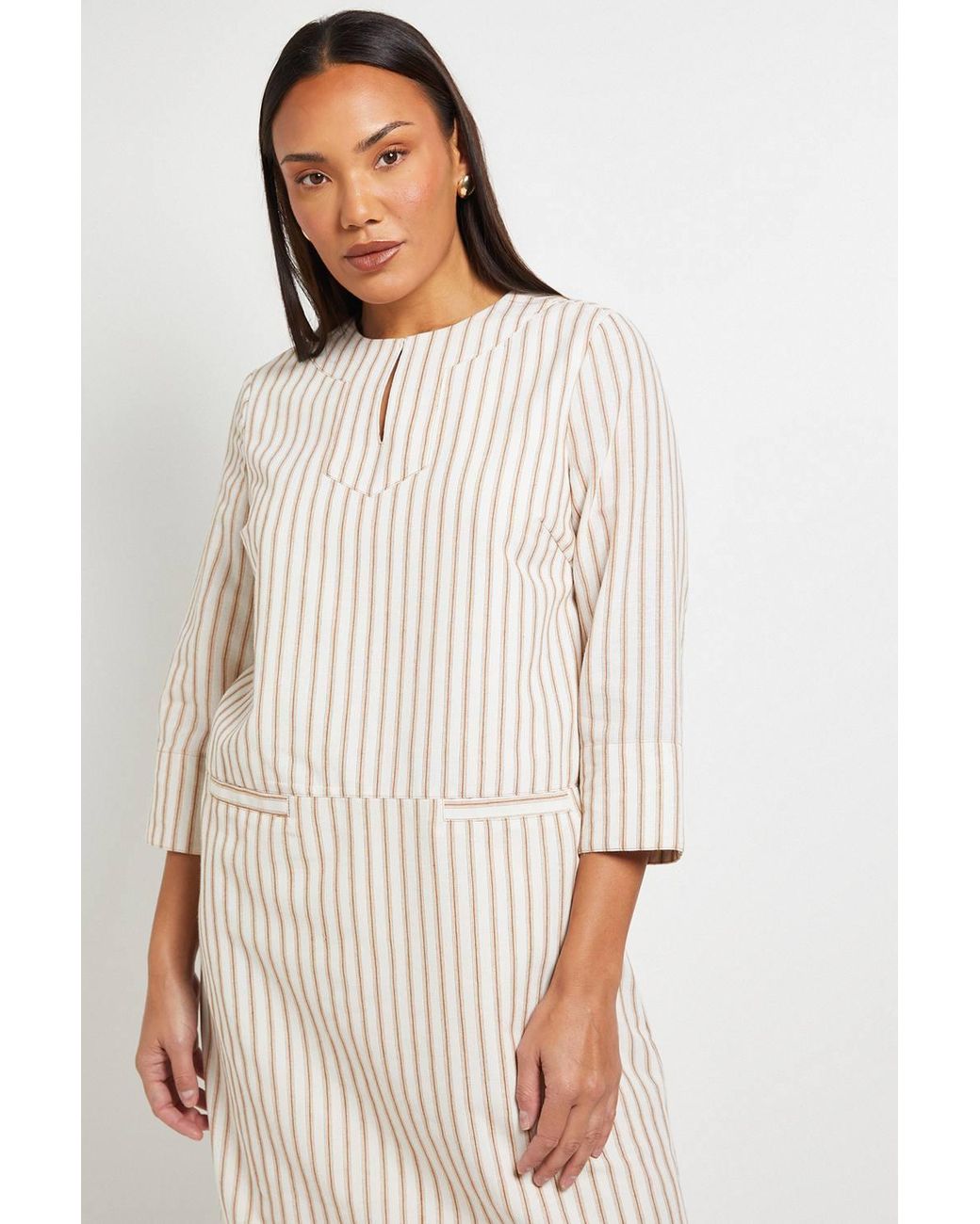 PRINCIPLES Natural Trapeze Stripe Tunic Dress