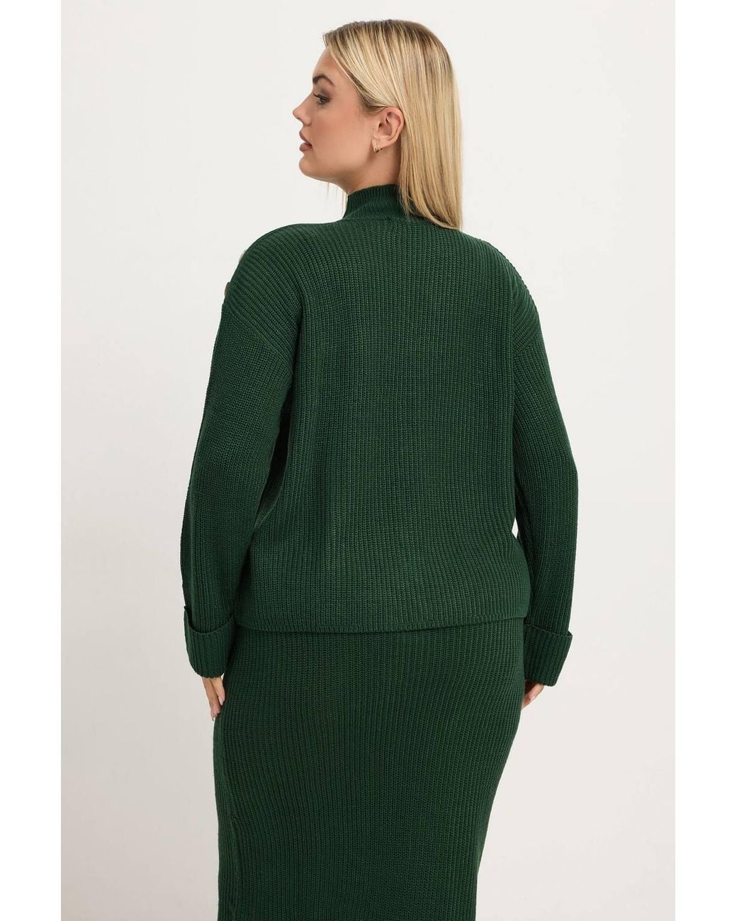 Yours Green High Neck Knitted Jumper