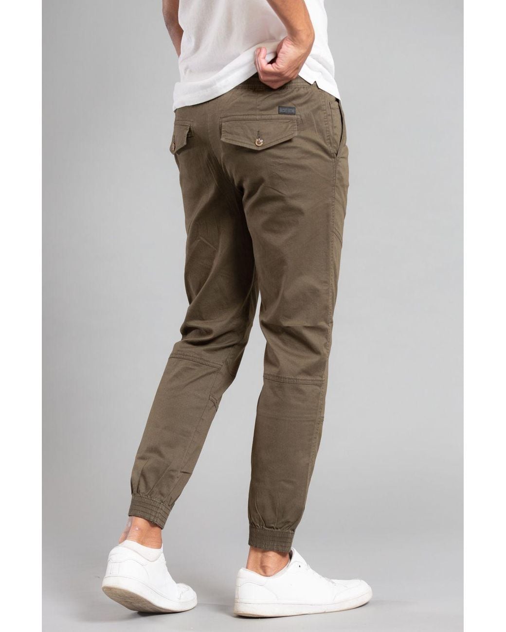Tokyo Laundry Green Cotton Cuffed Trouser for men