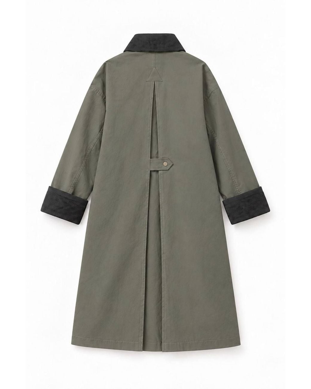 Hiccup Blue Oversized Long Trench Coat With Velvet Collar & Plaid Lining
