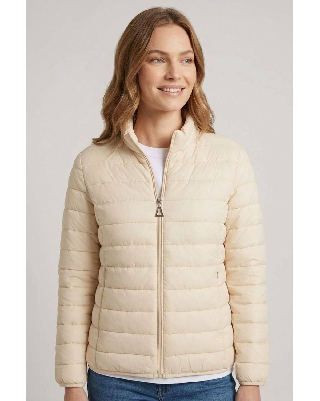 Izabel London Blue High Neck Zip-Up Padded Puffer Jacket