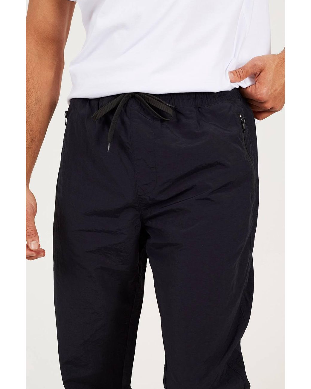 Brave Soul Blue Taslan Loose Fit Cuffed Cargo Trousers for men
