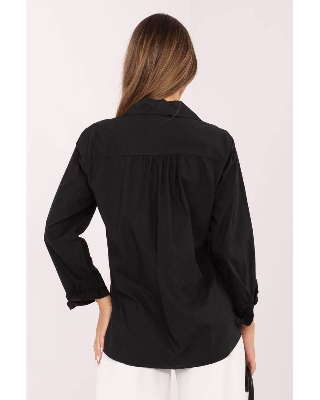 Love Lace Black Cotton Shirt With Long Sleeves