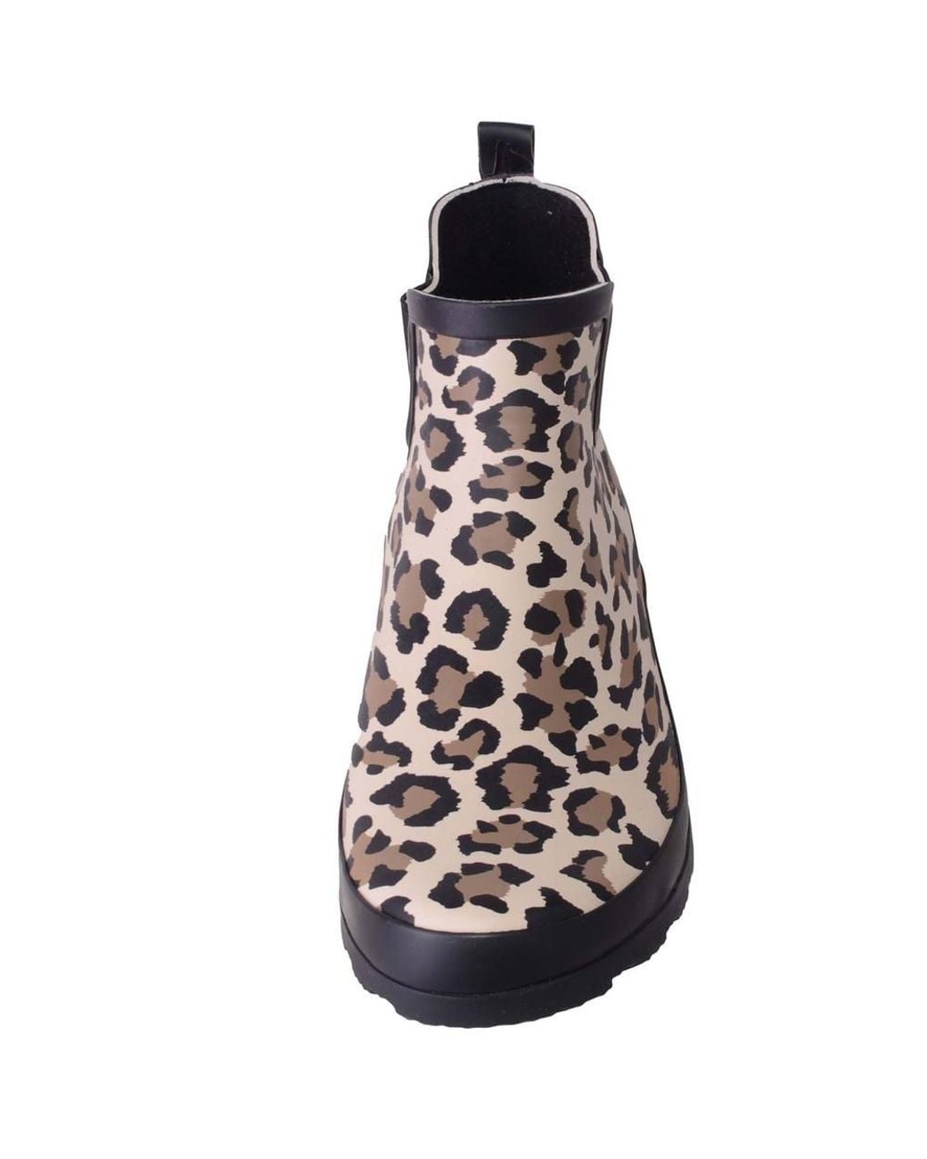 Absolute Footwear Blue Easy Slip On Leopard Print Waterproof Ankle Wellington Boots