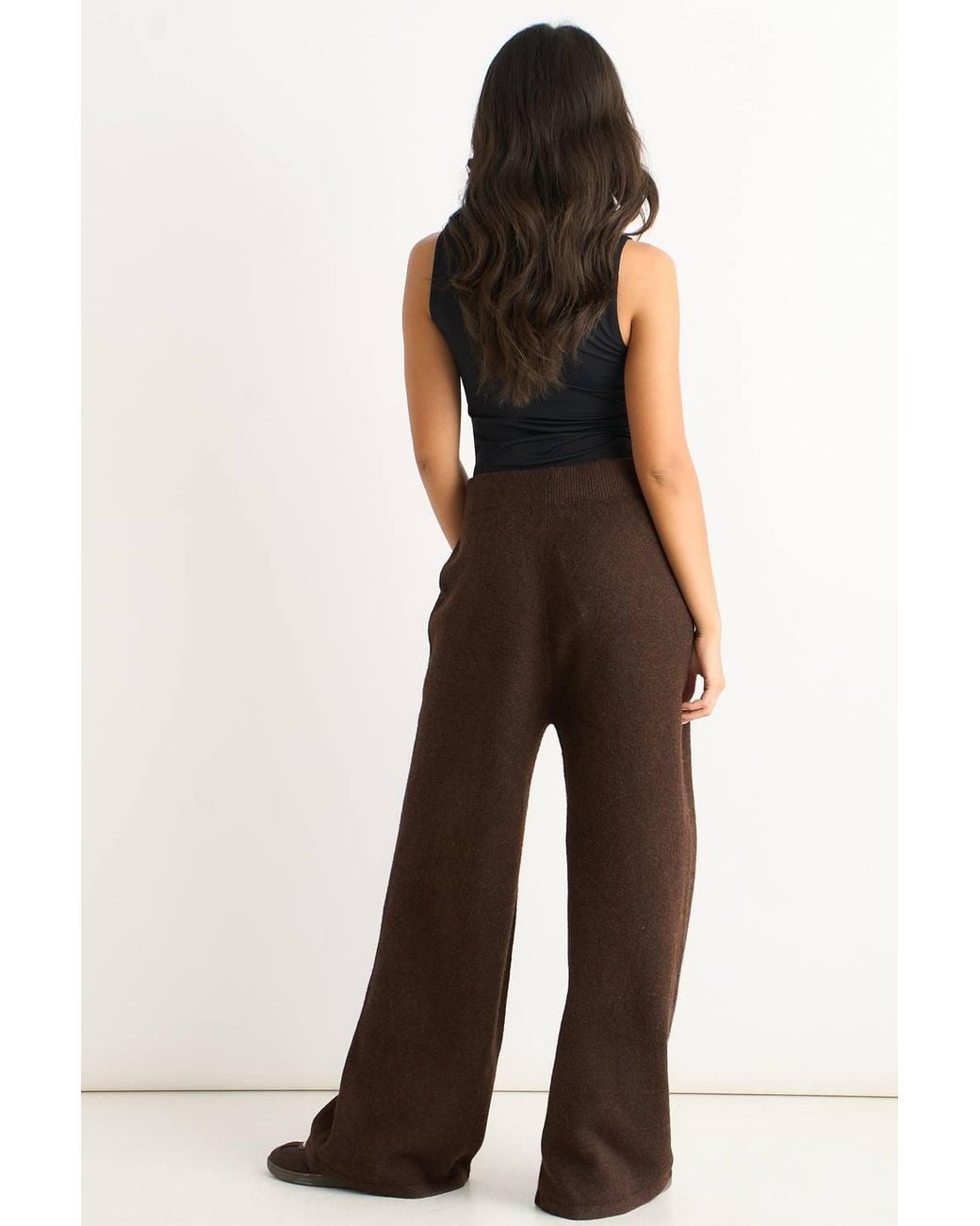 Gini London Brown Pull On Wide Leg Trousers