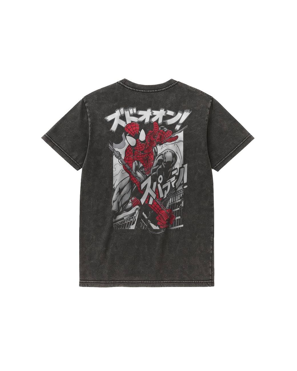 Marvel Gray Spiderman Spidey Manga Back T-Shirt, Vintage Wash