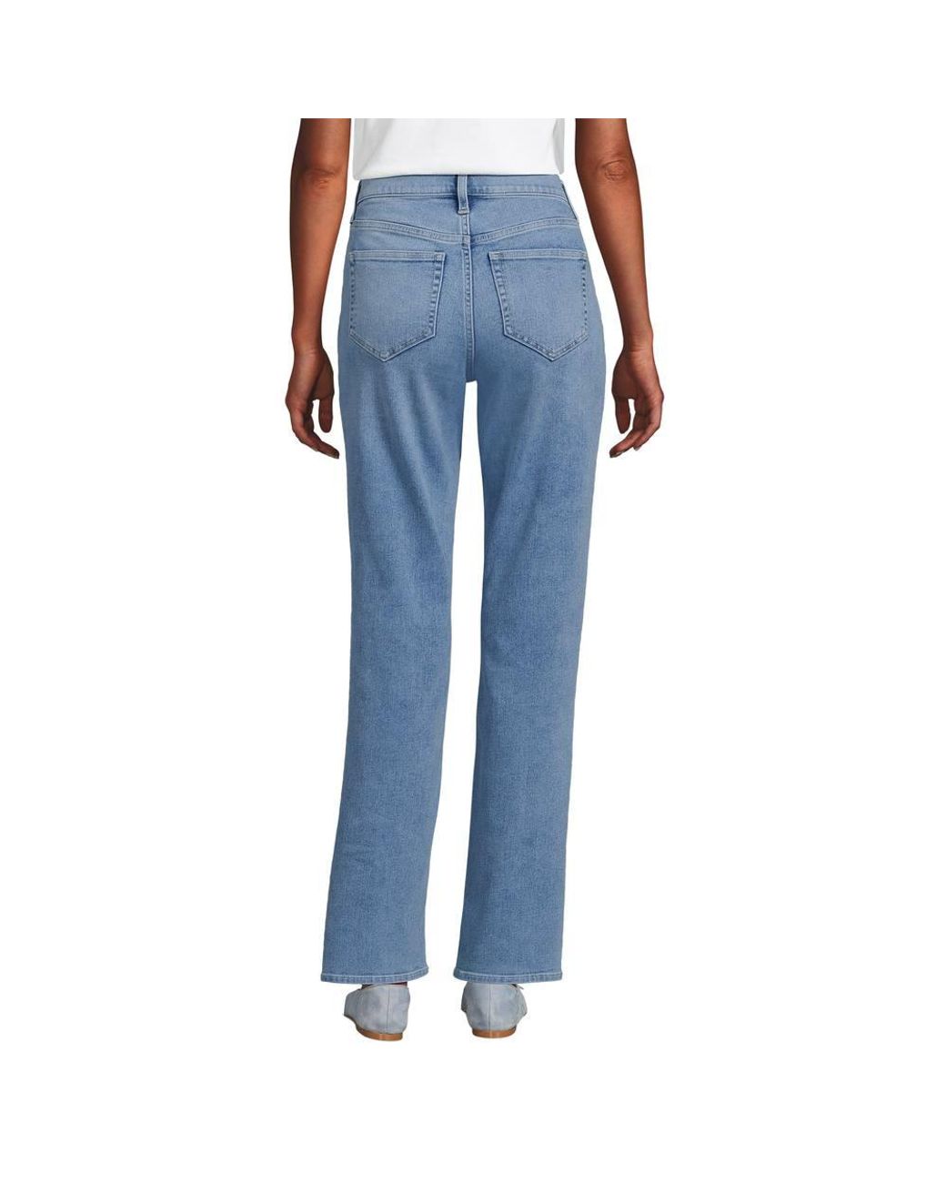 Lands' End Blue Recover Straight Leg Jeans, High Waisted