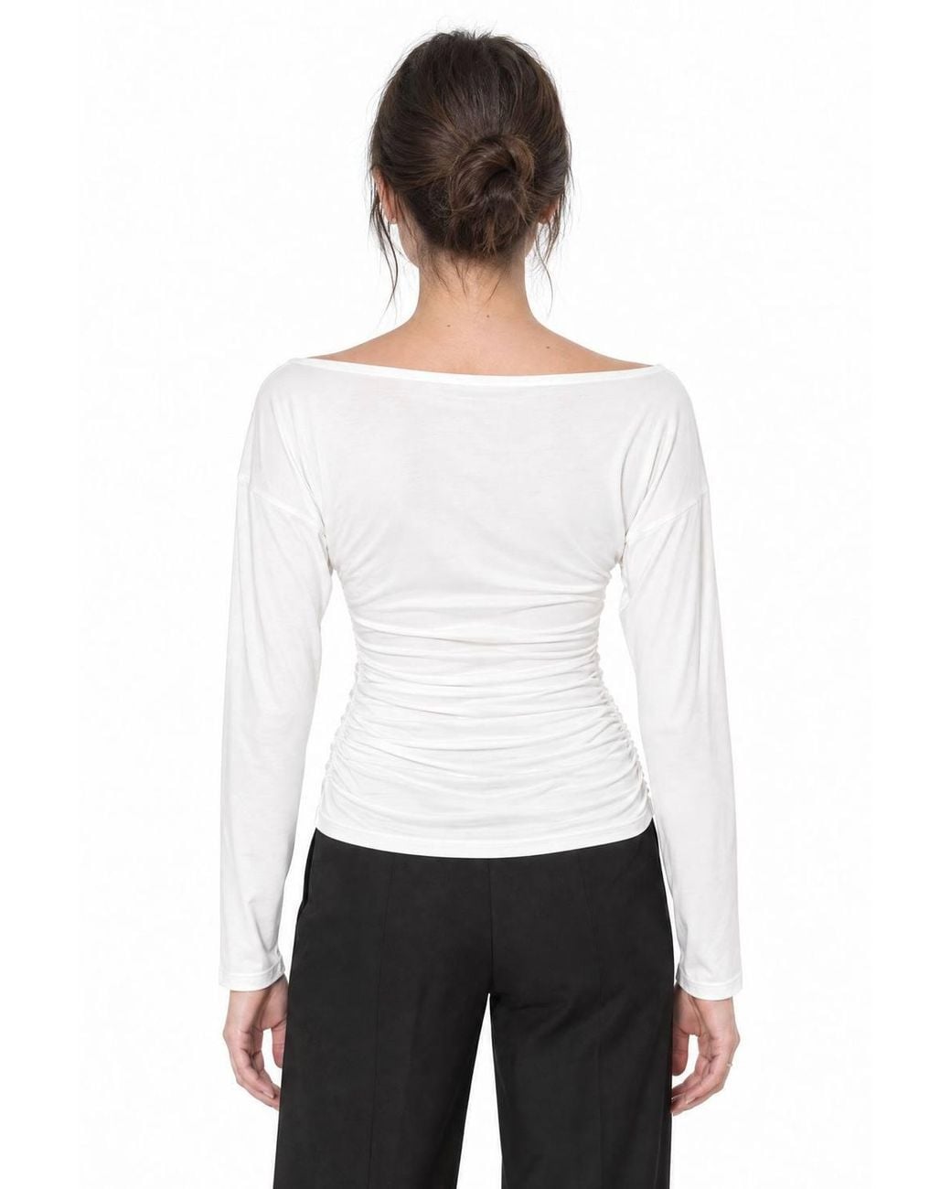 Busem White Slim Fit Long Sleeve Blouse
