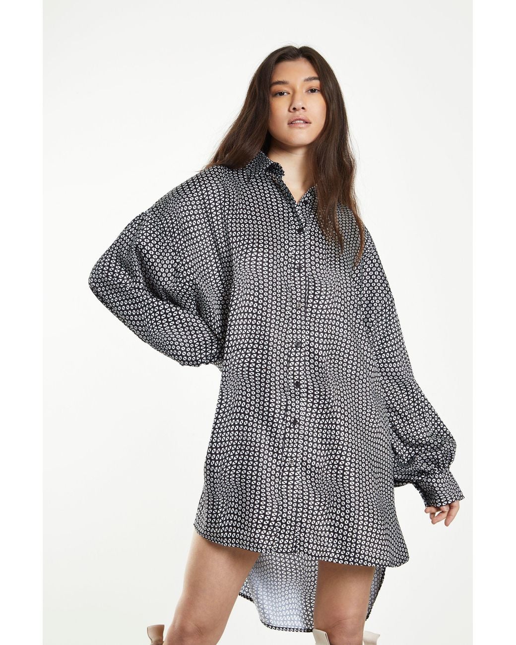 Shnoo Gray Hi-Low Shirt Dress