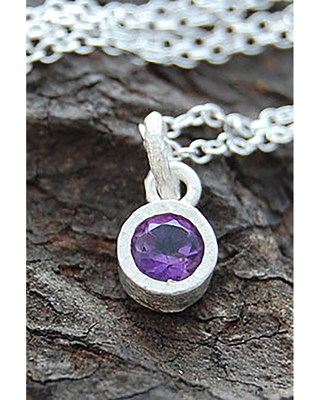 Otis Jaxon London Gray Amethyst February Birthstone Sterling Pendant Necklace
