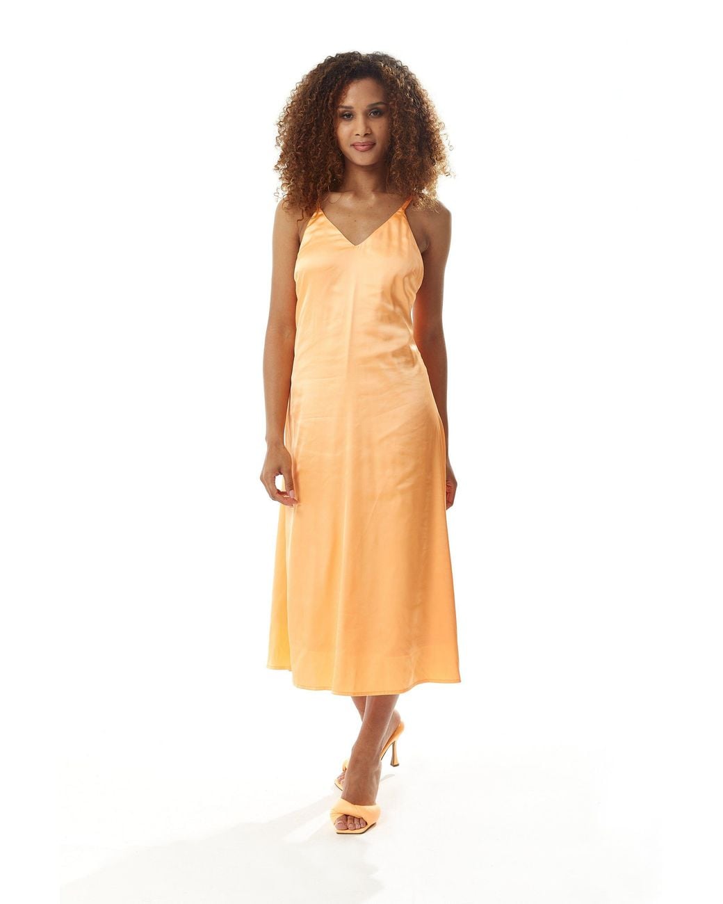 Liquorish White Satin Midi Dress