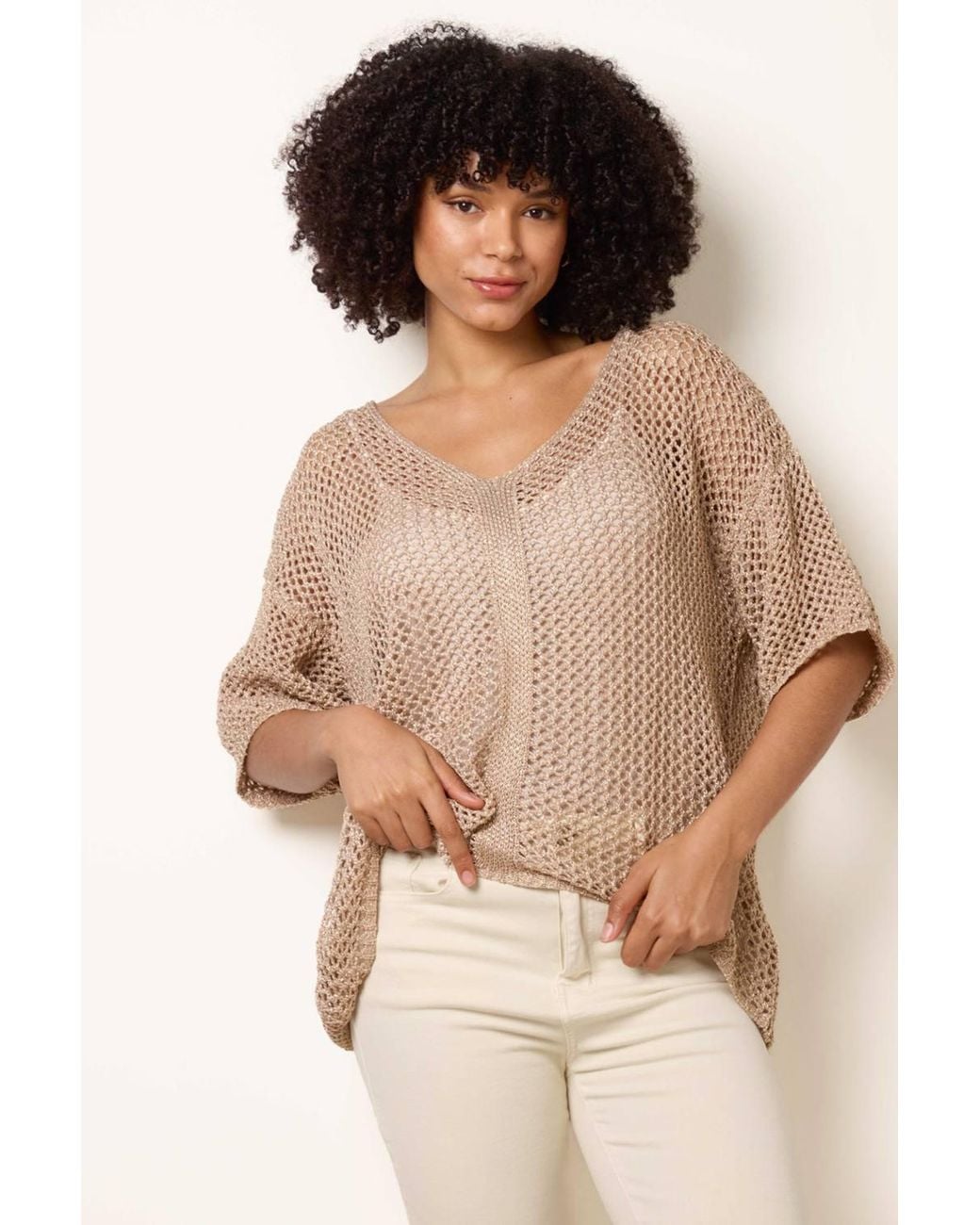 Blue Vanilla Brown Short Sleeve Round Neck Top