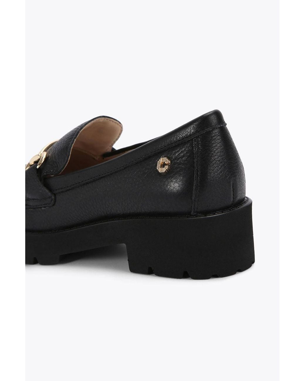Carvela Kurt Geiger Black 'Snap Chunky' Leather Flats