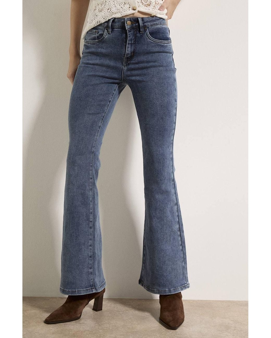 Apricot Blue Lulu Cotton Blend Flare Jeans