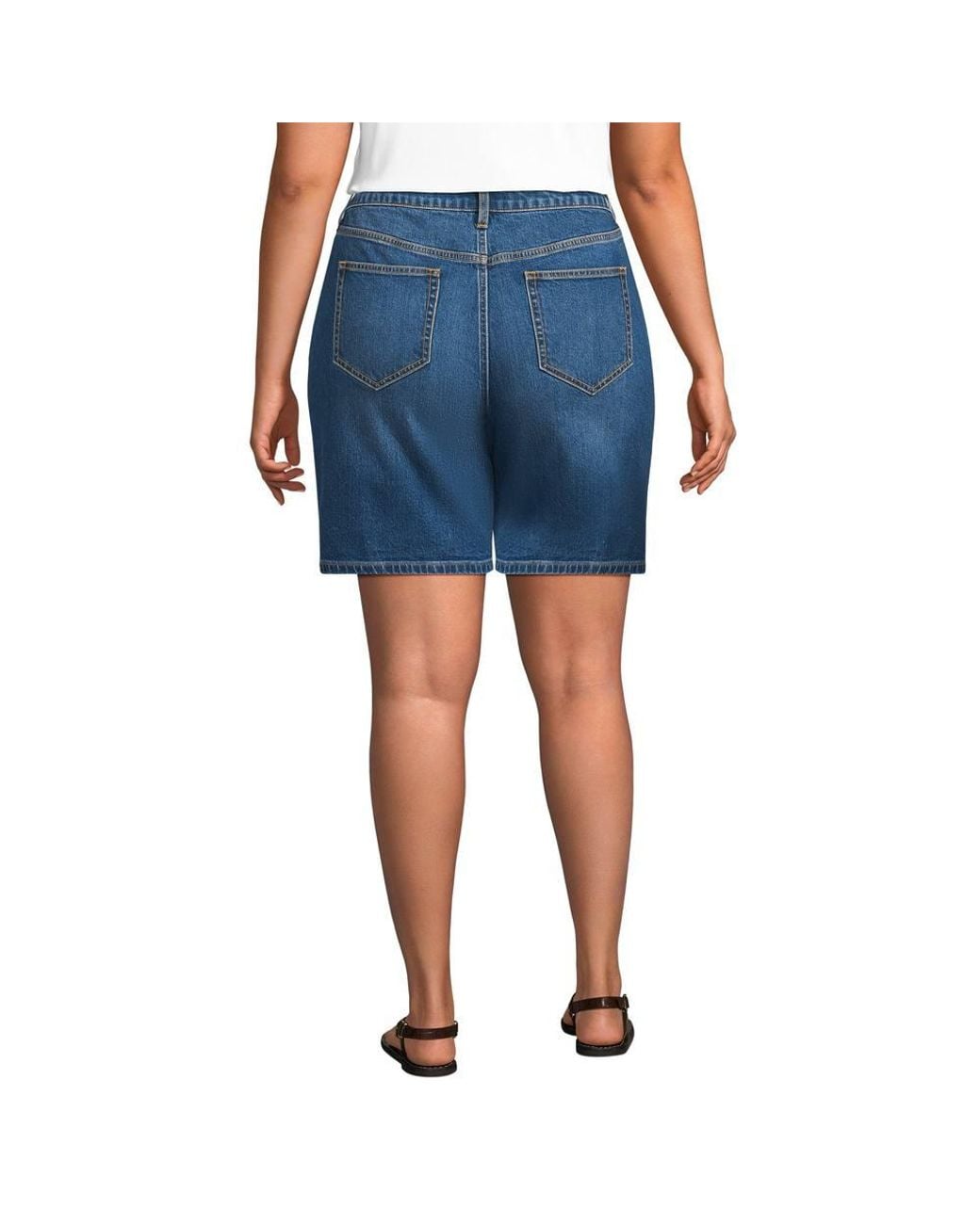 Lands' End Blue Plus Soft Denim Shorts, 7 Inch