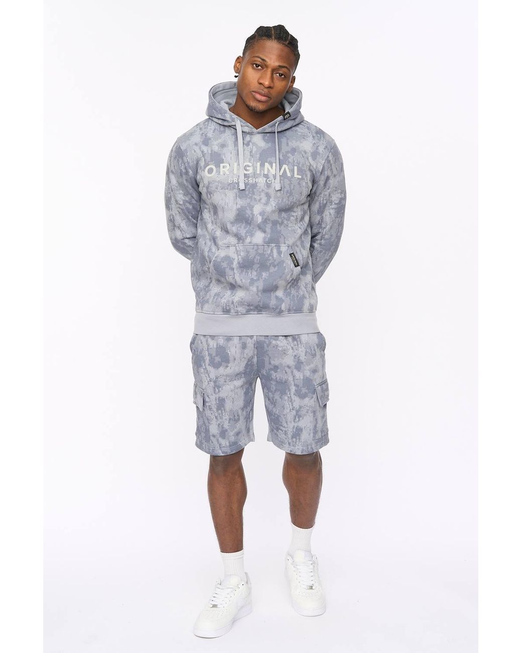 Crosshatch Blue Bardon Hoodie With High Build Graphics for men