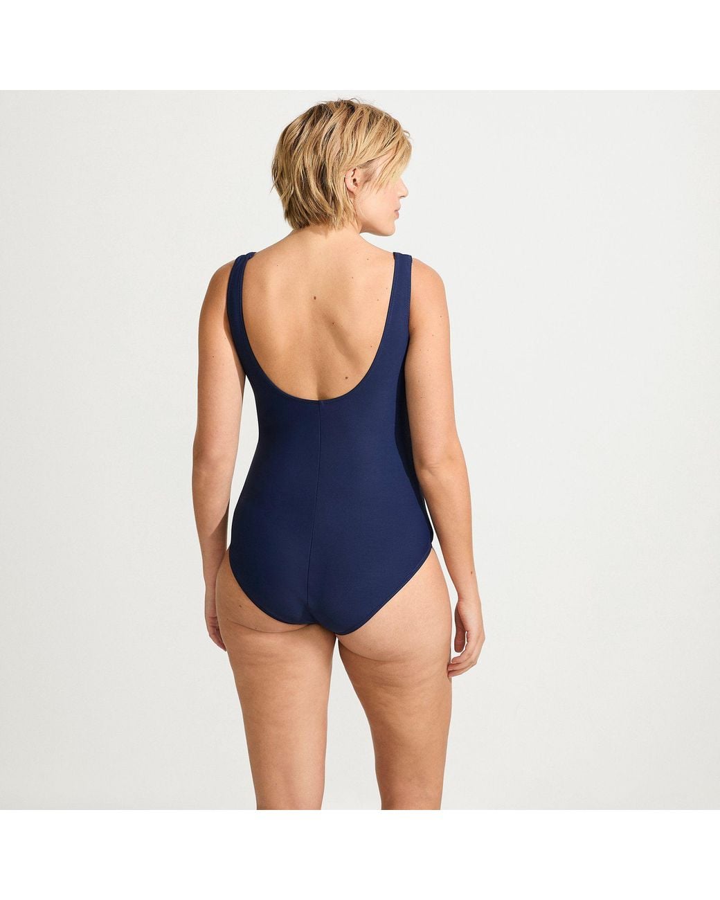 Lands' End Blue Plus Wrap Front Slender Swimsuit