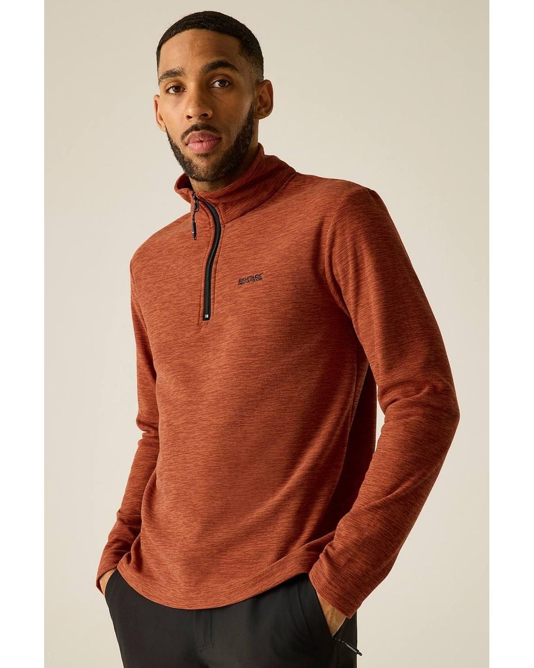 Regatta Brown Thompson Marl Lightweight Half Zip Fleece for men