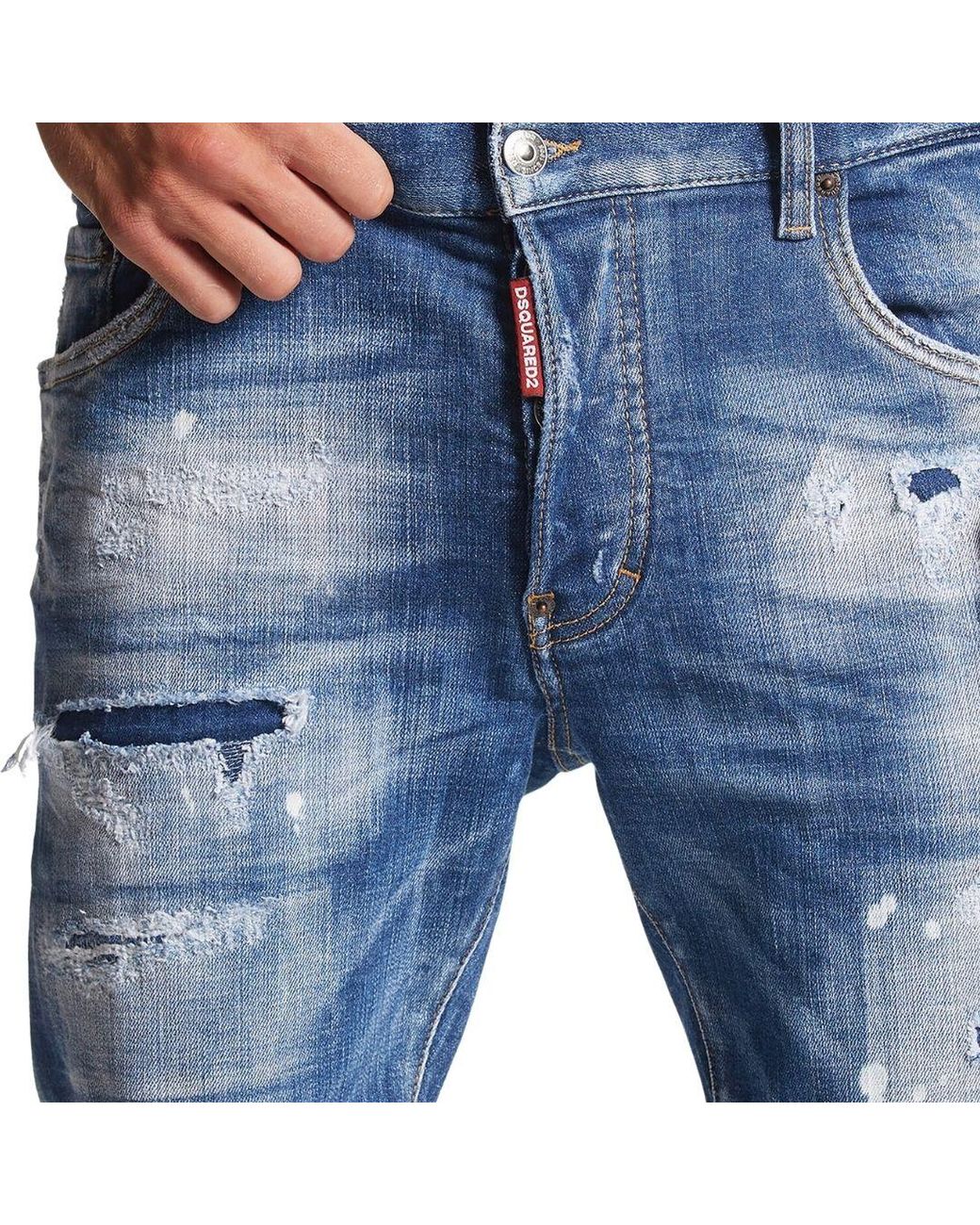 DSquared² Blue Super Twinky Button Fly Skinny Fit Jeans for men