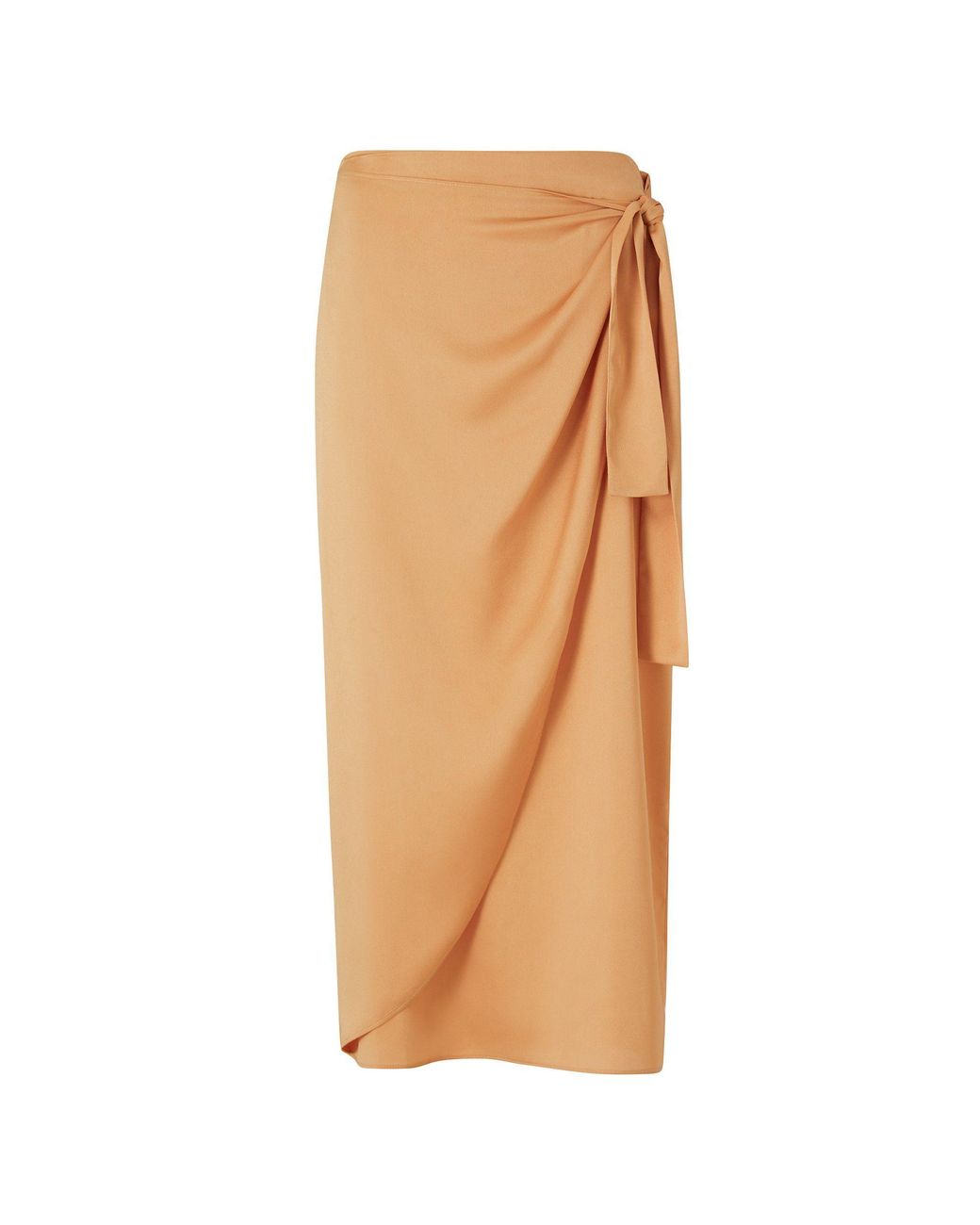 Lands' End Black Petite Satin Wrap Midi Skirt