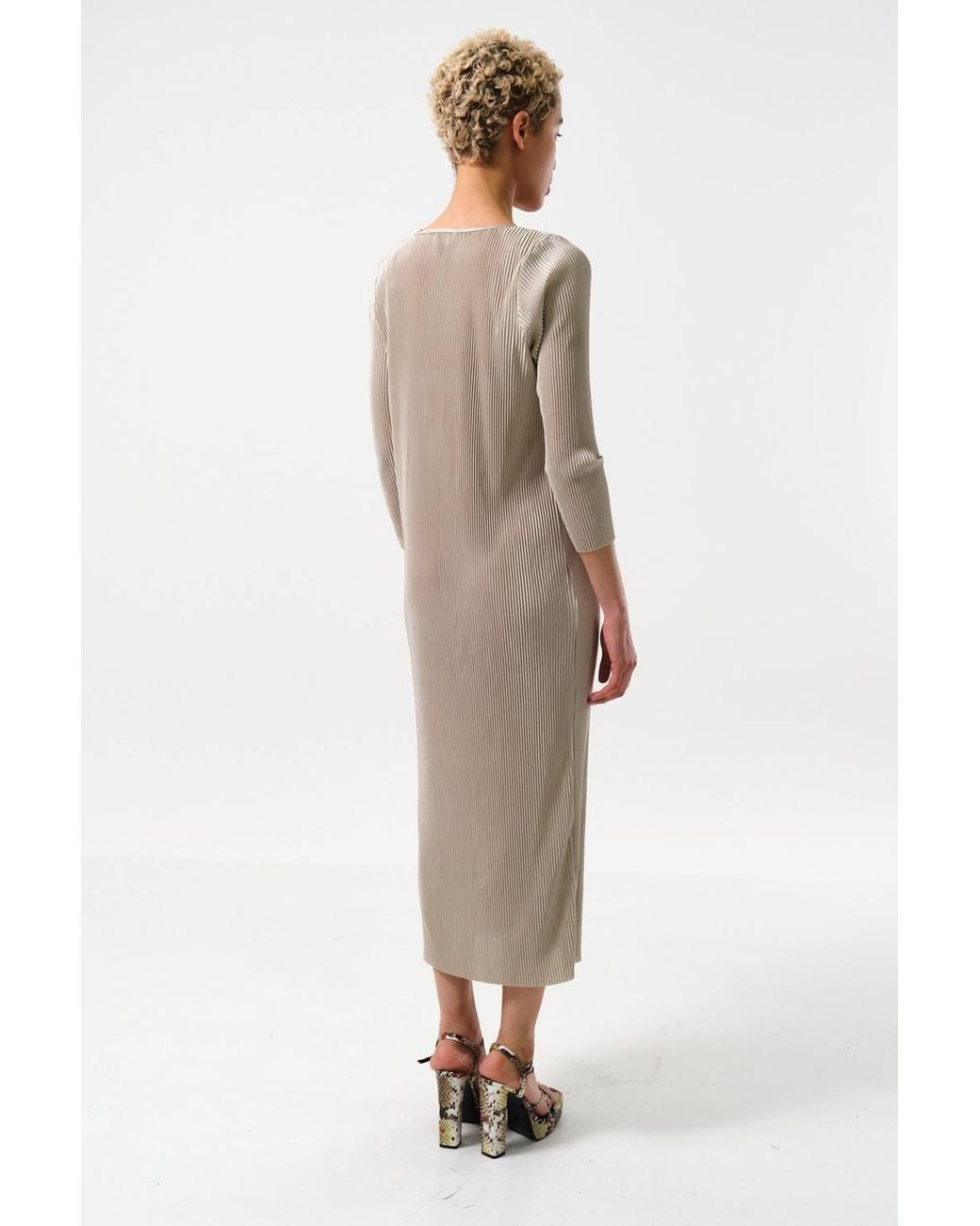 Louche Natural Joeva Pleated Midi Dress