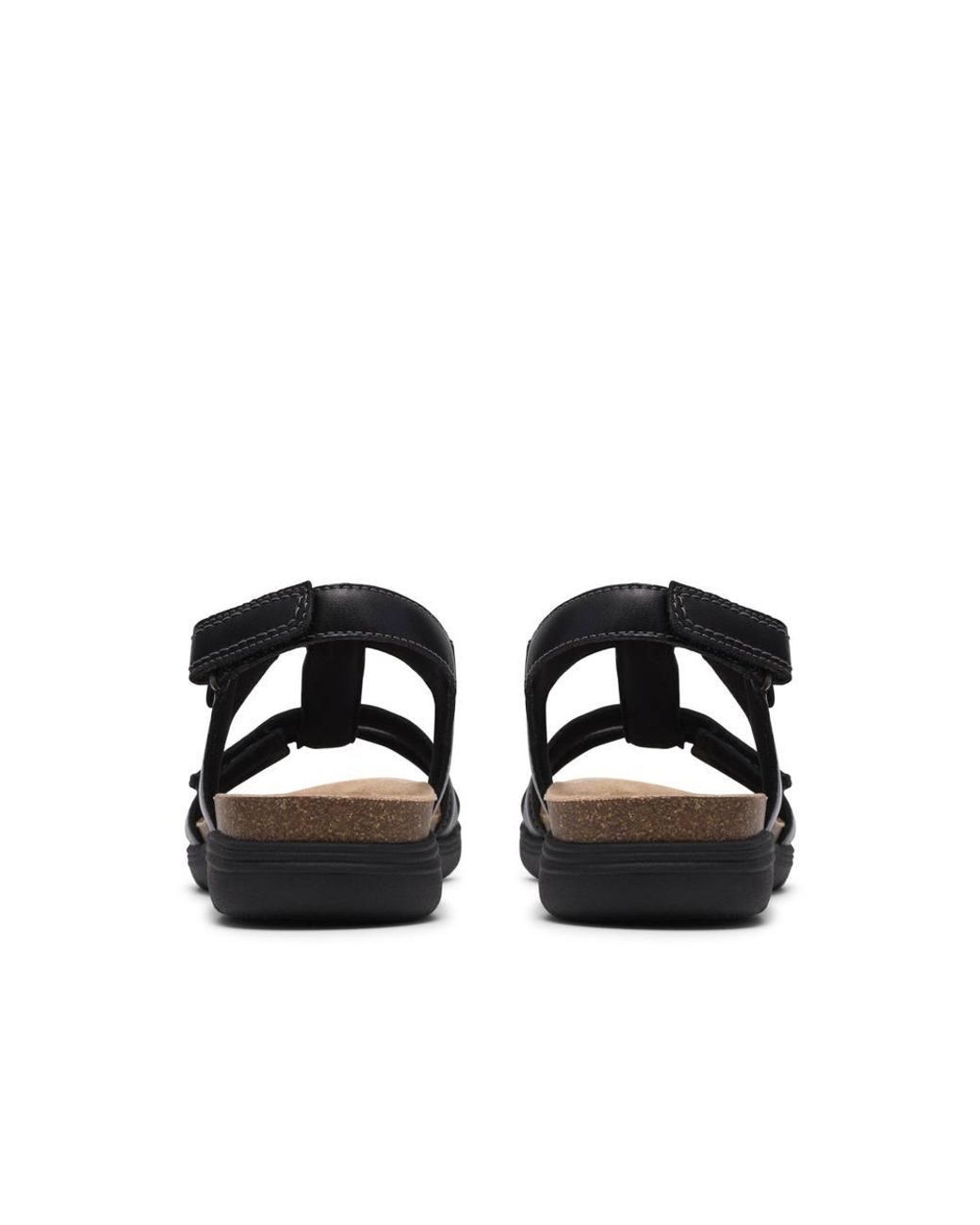 Clarks Black April Cove Leather Flat Sandals
