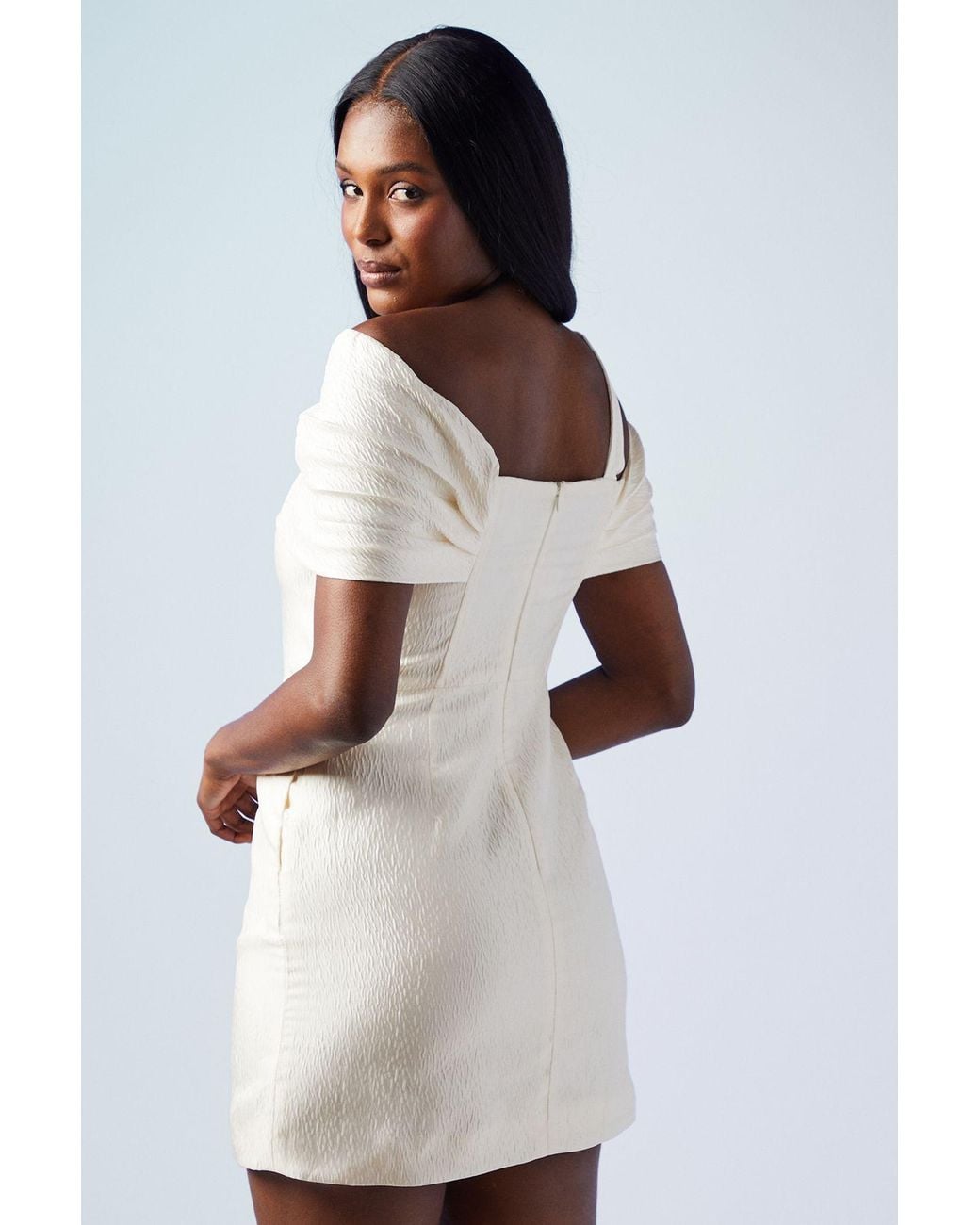 Coast White Statement Bow Bardot Bridal Mini Dress