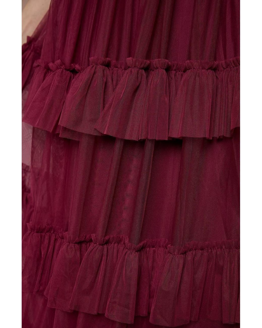 Oasis Pleated Mesh One Shoulder Tiered Maxi Bridesmaid Maxi Dress