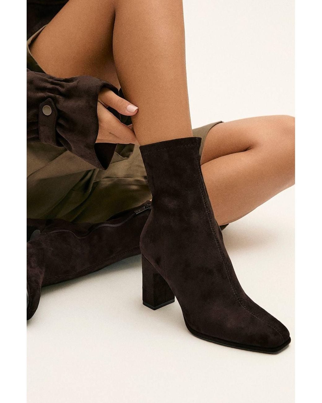 Linzi Black District Faux Suede Ankle Boots