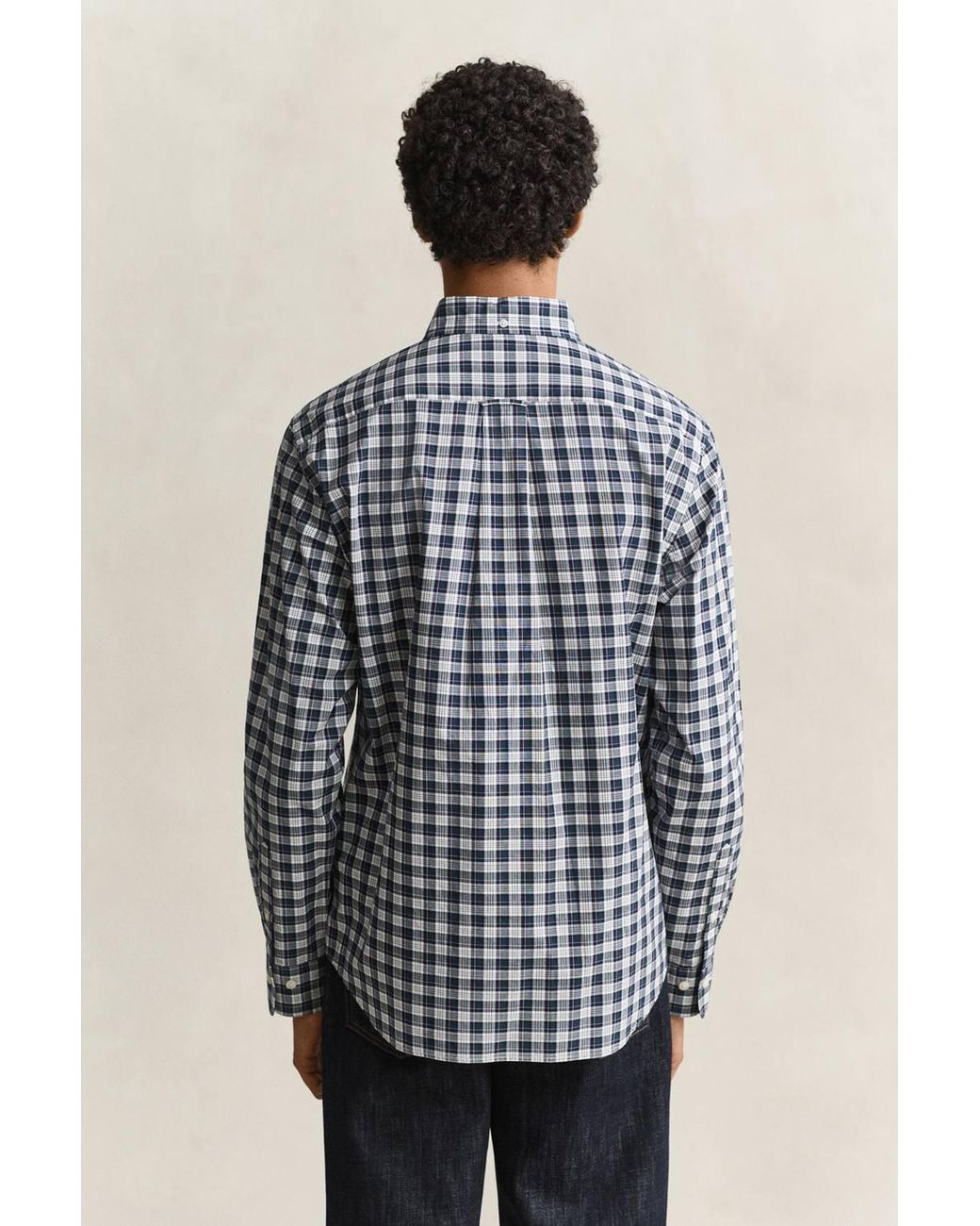 Gant Blue Reg Poplin Check Shirt Dark Emerald for men