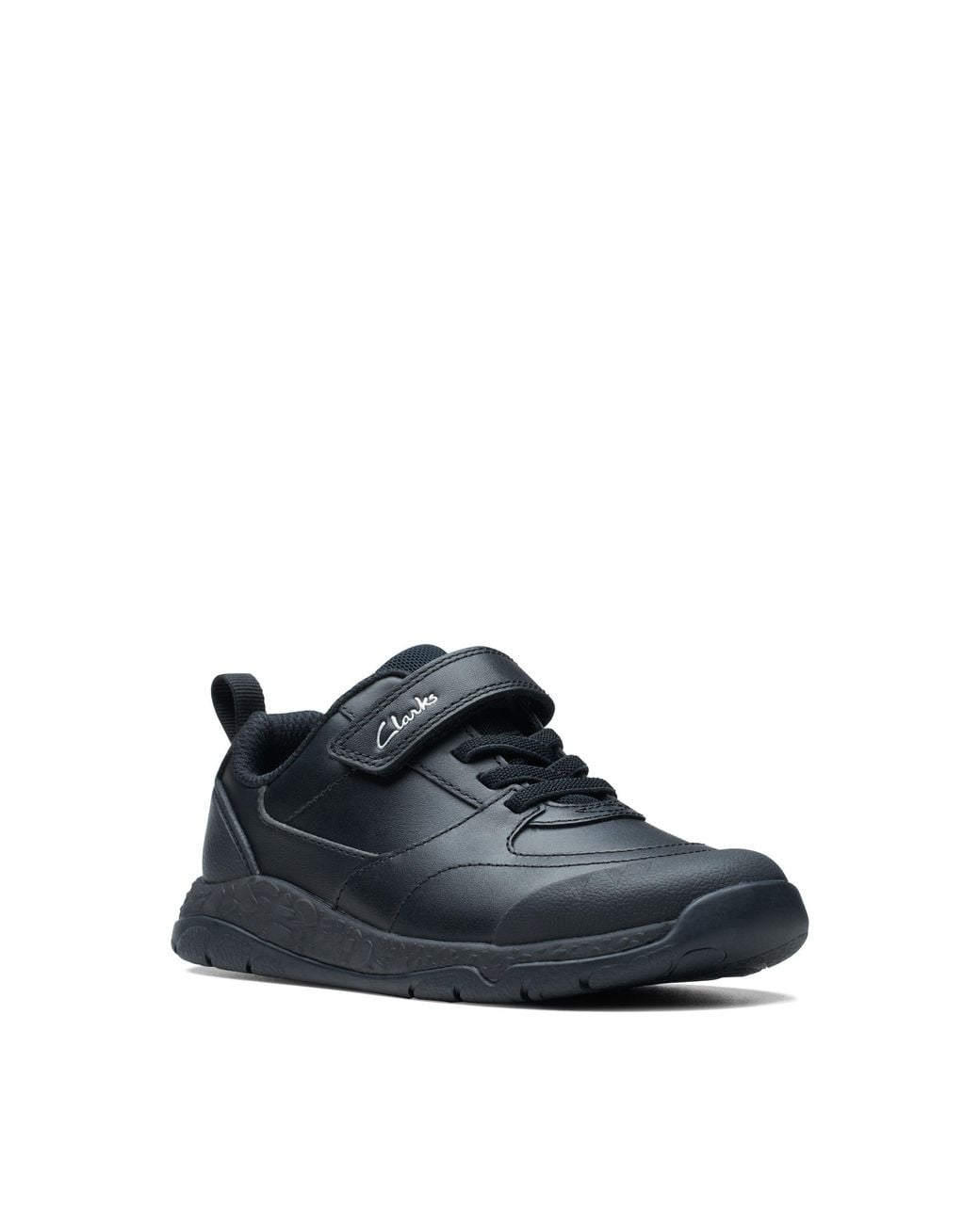 Clarks Blue Steggy Stride Kid Leather Trainers, Riptape, School Shoes