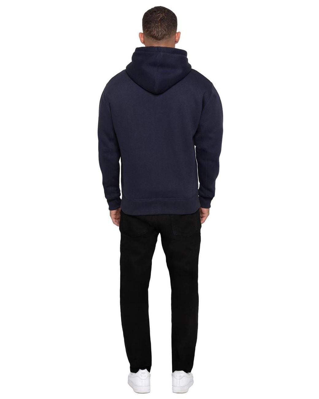Enzo Blue Regular Fit Sherpa Lined Hoodie for men