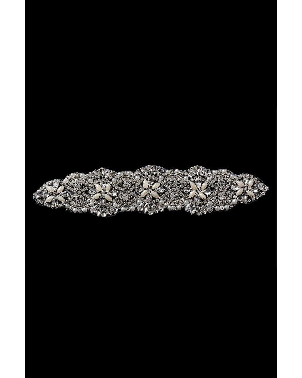 Neel Blue Black Diamante Motif Sew On Crystal Applique Rhinestone Studded Patch