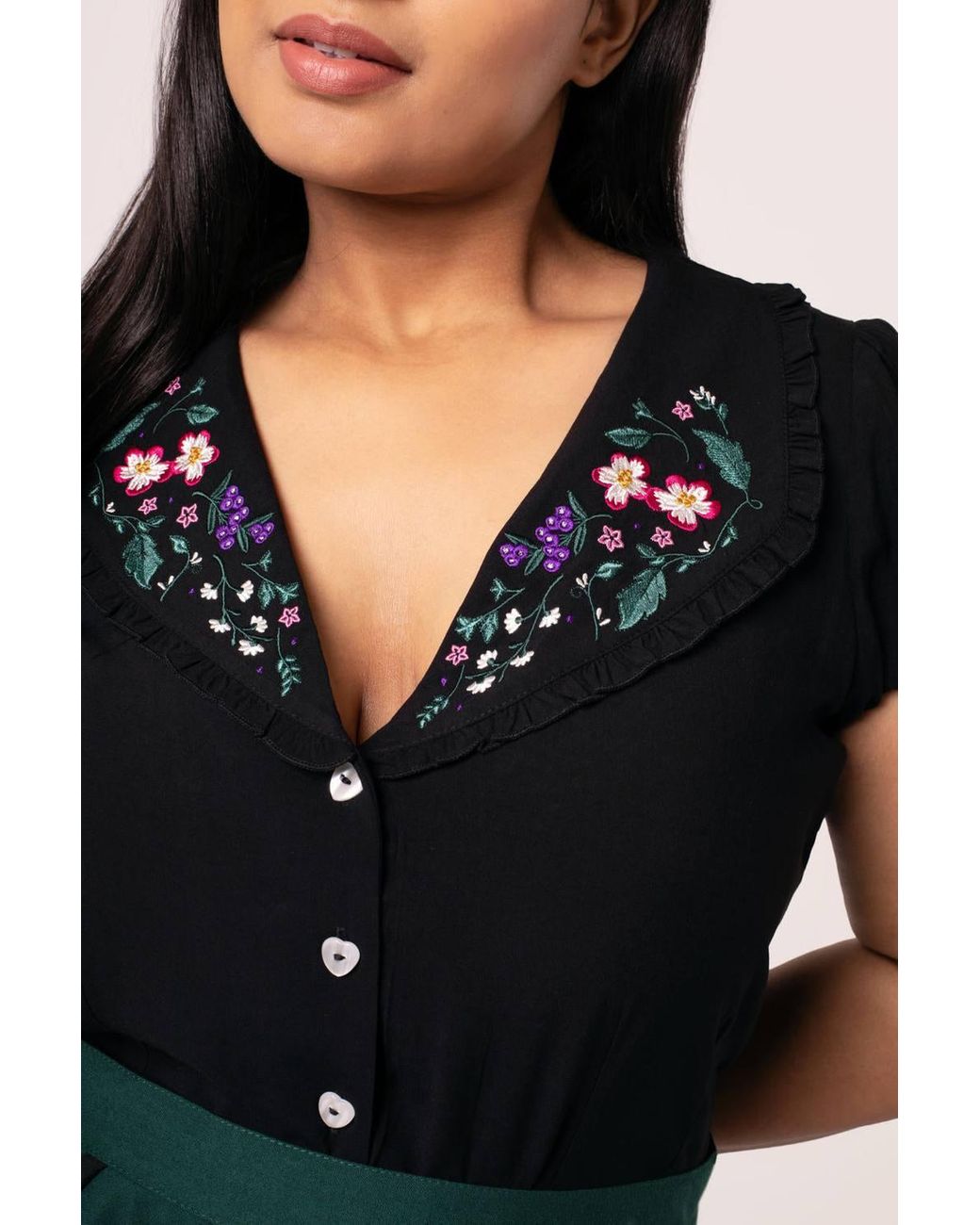 Hell Bunny Black Winnie 40S Style Blouse