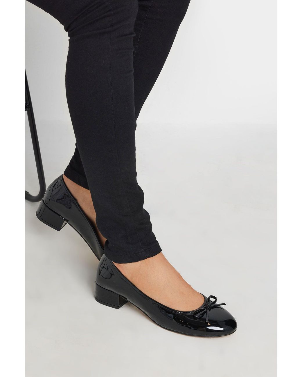 Long Tall Sally Black Heeled Ballet Pumps