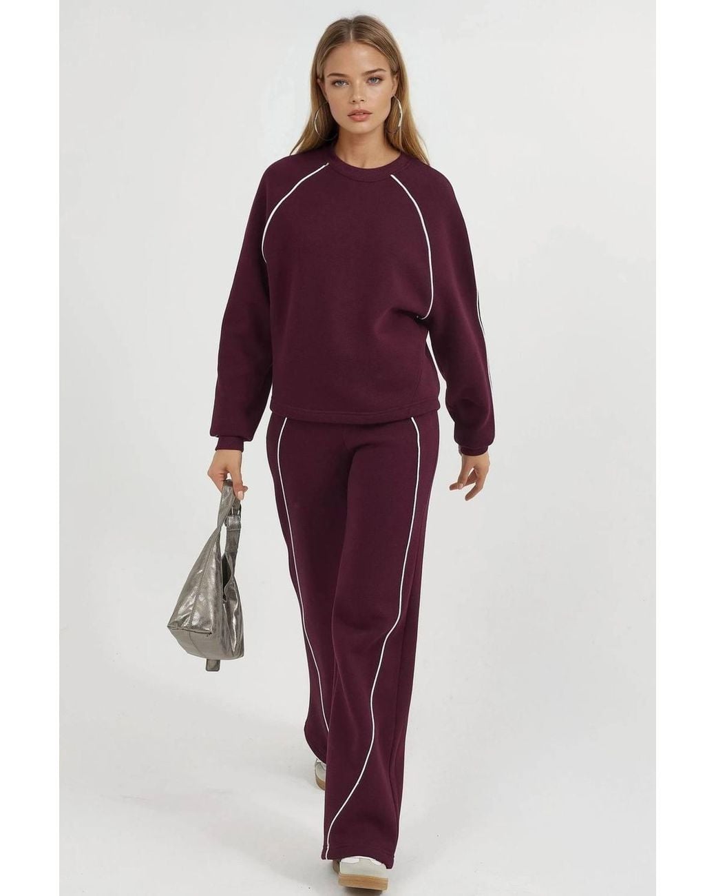 Busem Purple Contrast Binding Long Sleeve Sweatshirt