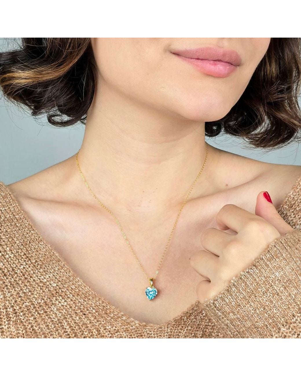 Harfi Blue Topaz December Birthstone Love Heart Necklace