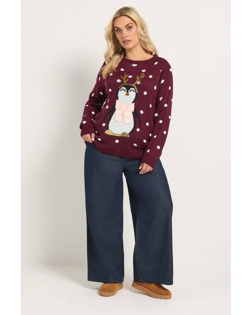 Yours Red Polka Dot Penguin Novelty Jumper